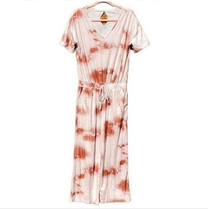 New Tiedye Silky‎ Soft Cropped Wide Leg Jumpsuit Size Small NWOT